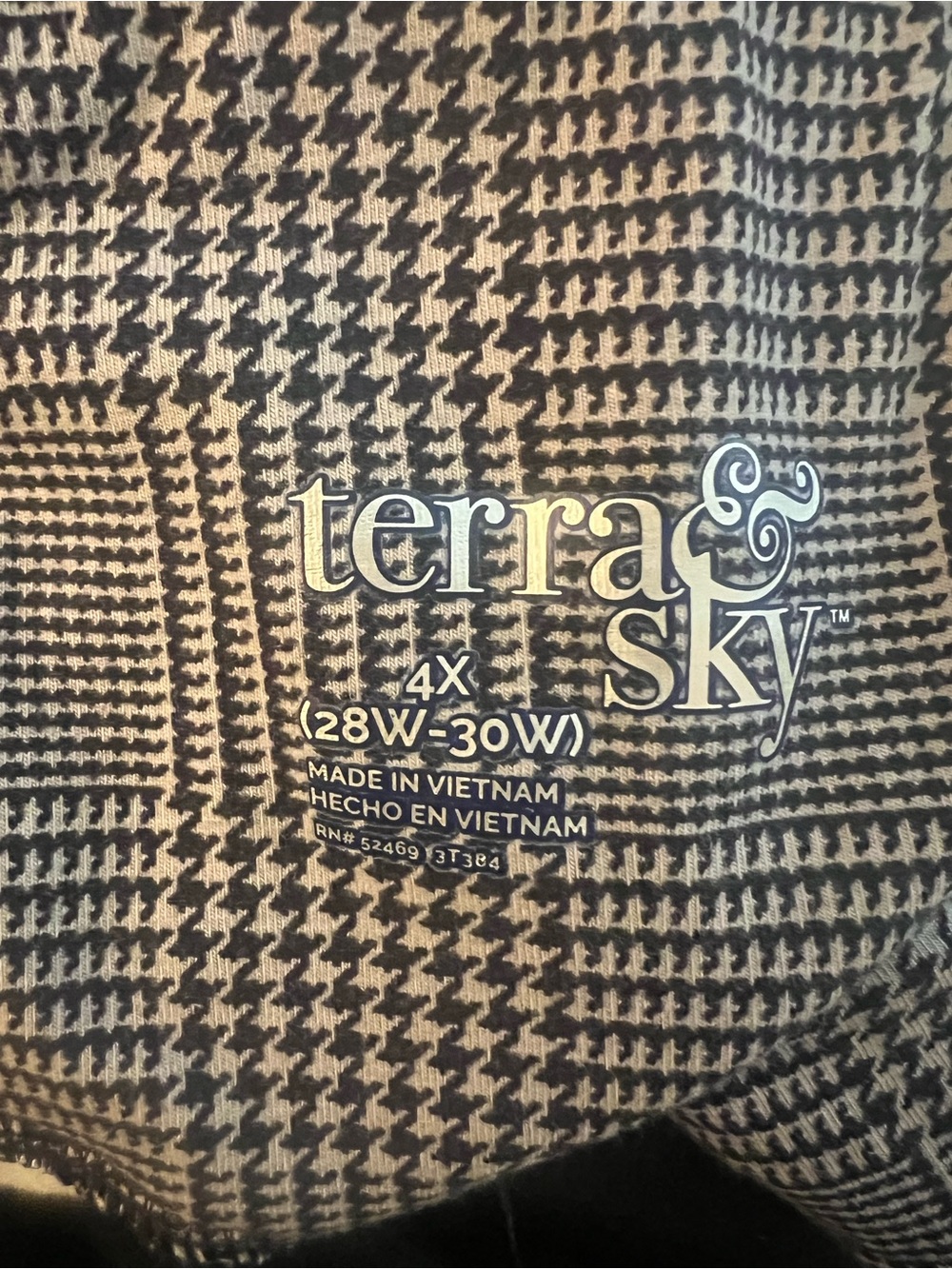 Terra & Sky Black & White Glen Plaid Stretch Pants - Picture 3 of 3